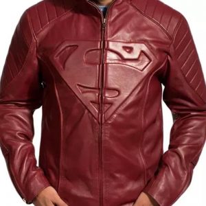 superman red leather jacket