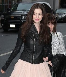 Anne Hathaway Leather Jacket Black
