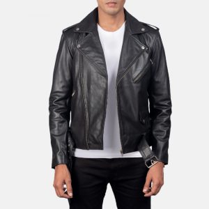 mens black motorcycle leather jacket
