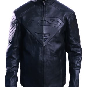 superman black leather jacket